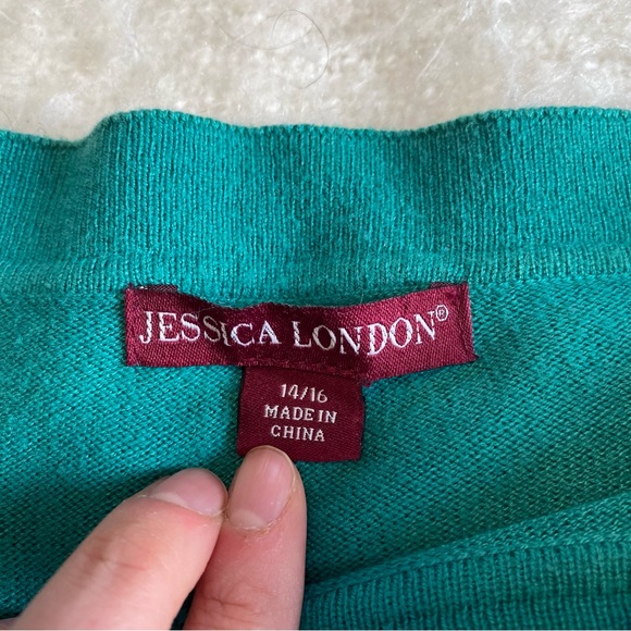 Jessica London Teal Knit Boatneck Sweater Size 14/16 Cozy Casual Knit - Picture 4 of 10